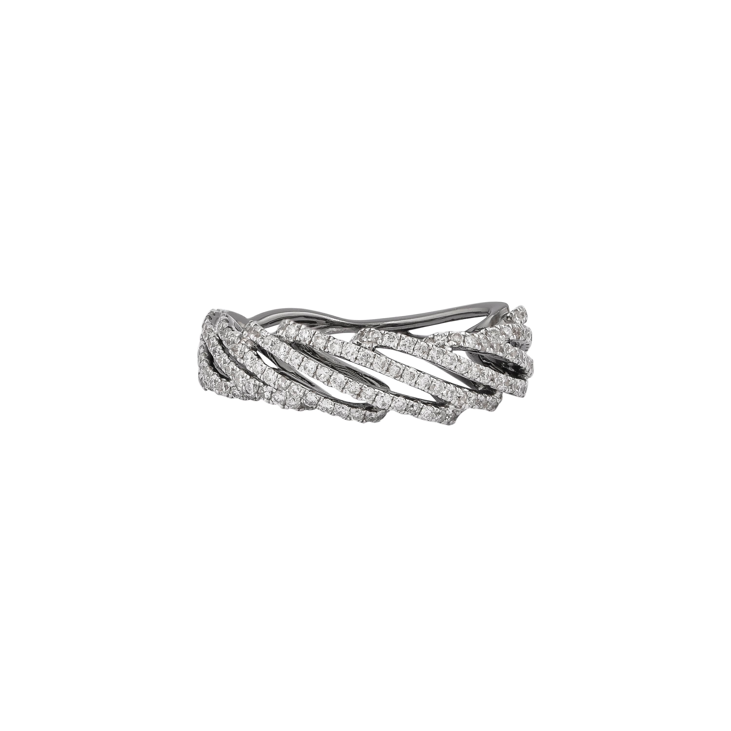 Round Cut Sunita Nahata Diamond 0.72ct. Fancy Ring in 18Karat Black Gold. For Sale