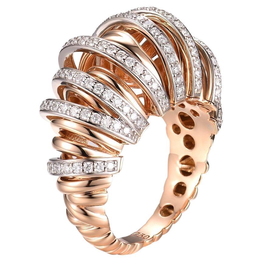 0,72 Karat Diamantring aus 18 Karat Roségold und Weißgold im Angebot