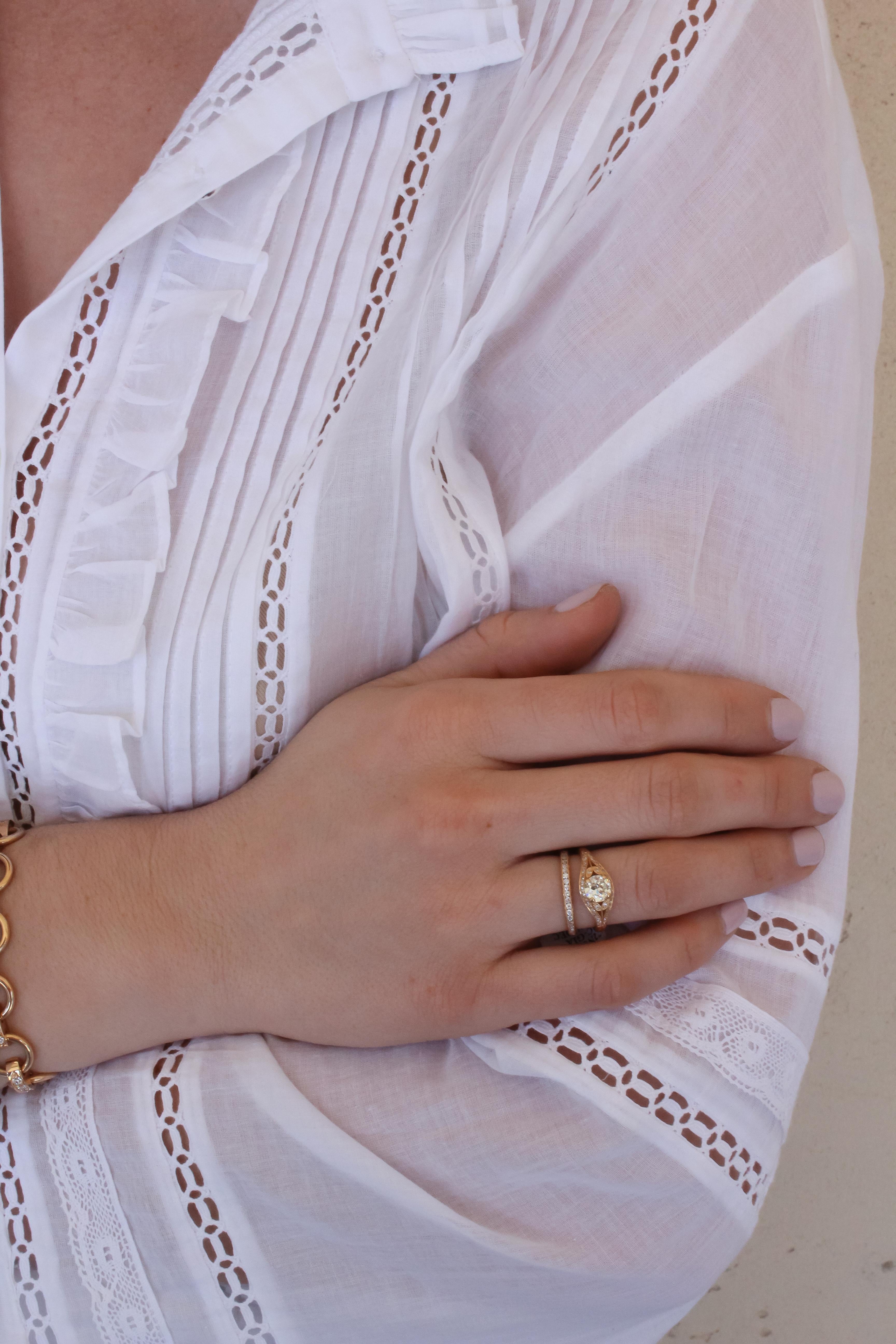 Women's Handcrafted Chloe Old European Cut Diamond Ring by Single Stone