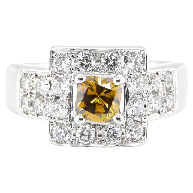 0.72 Carat Natural Fancy Brownish Yellow Diamond Ring Set in Platinum ...
