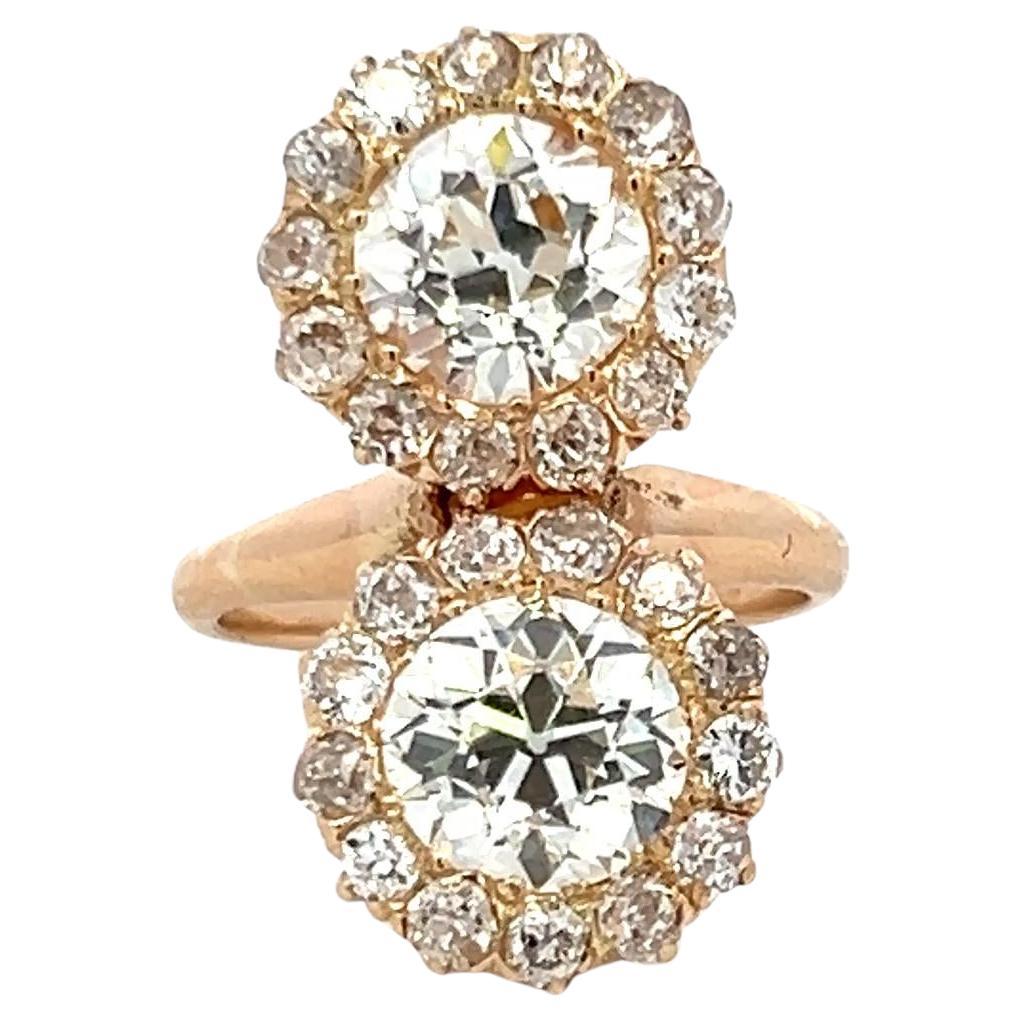 Anillo de cóctel de oro amarillo de 18 quilates con diamante H VS de corte europeo antiguo de 0,72 quilates