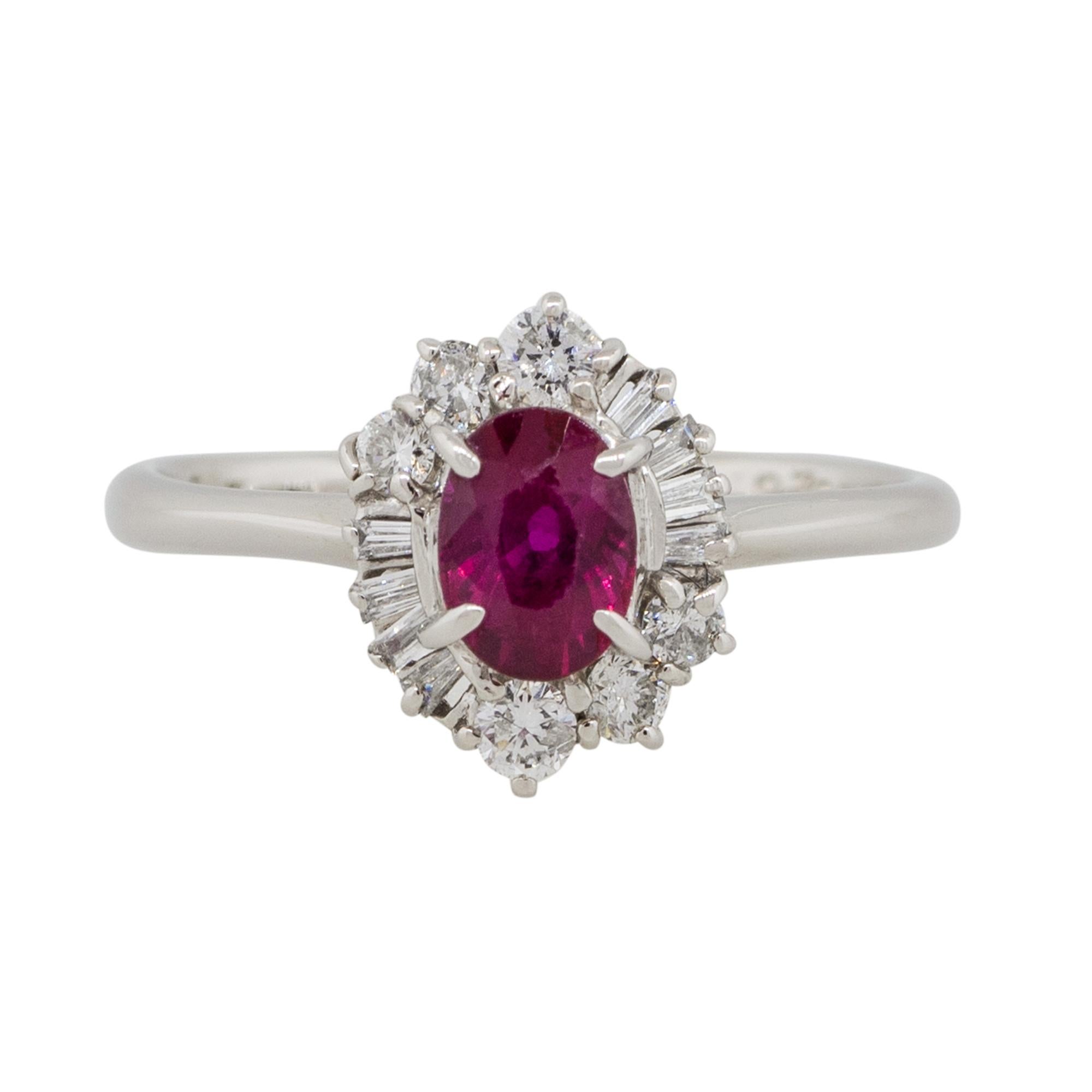 0.72 Carat Oval Shape Center Diamond Cocktail Ring Platinum in Stock For Sale 3
