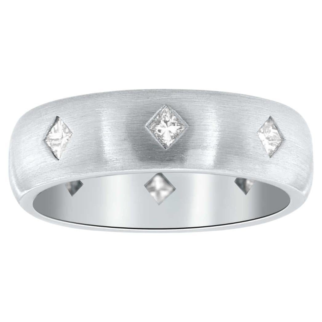 0.72 Carat Platinum Eternity Unisex Princess Cut Diamond Ring