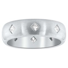 Bague d'éternité unisexe en platine avec diamant taille princesse de 0,72 carat