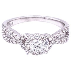 0,72 Karat Rundschliff Diamant-Braut-Cluster-Ring aus 14K Weißgold