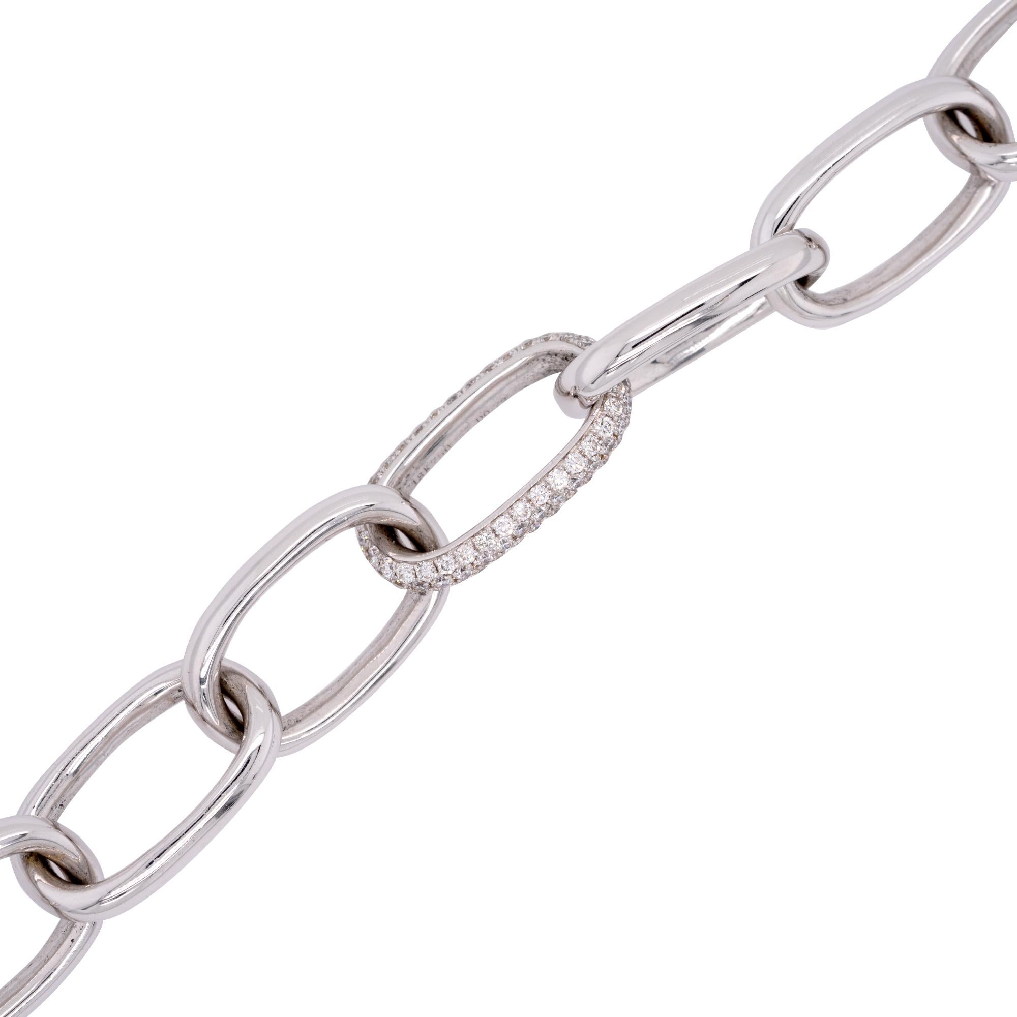 Modern 0.72 Carat Round Cut Pave Diamond Link Bracelet For Sale