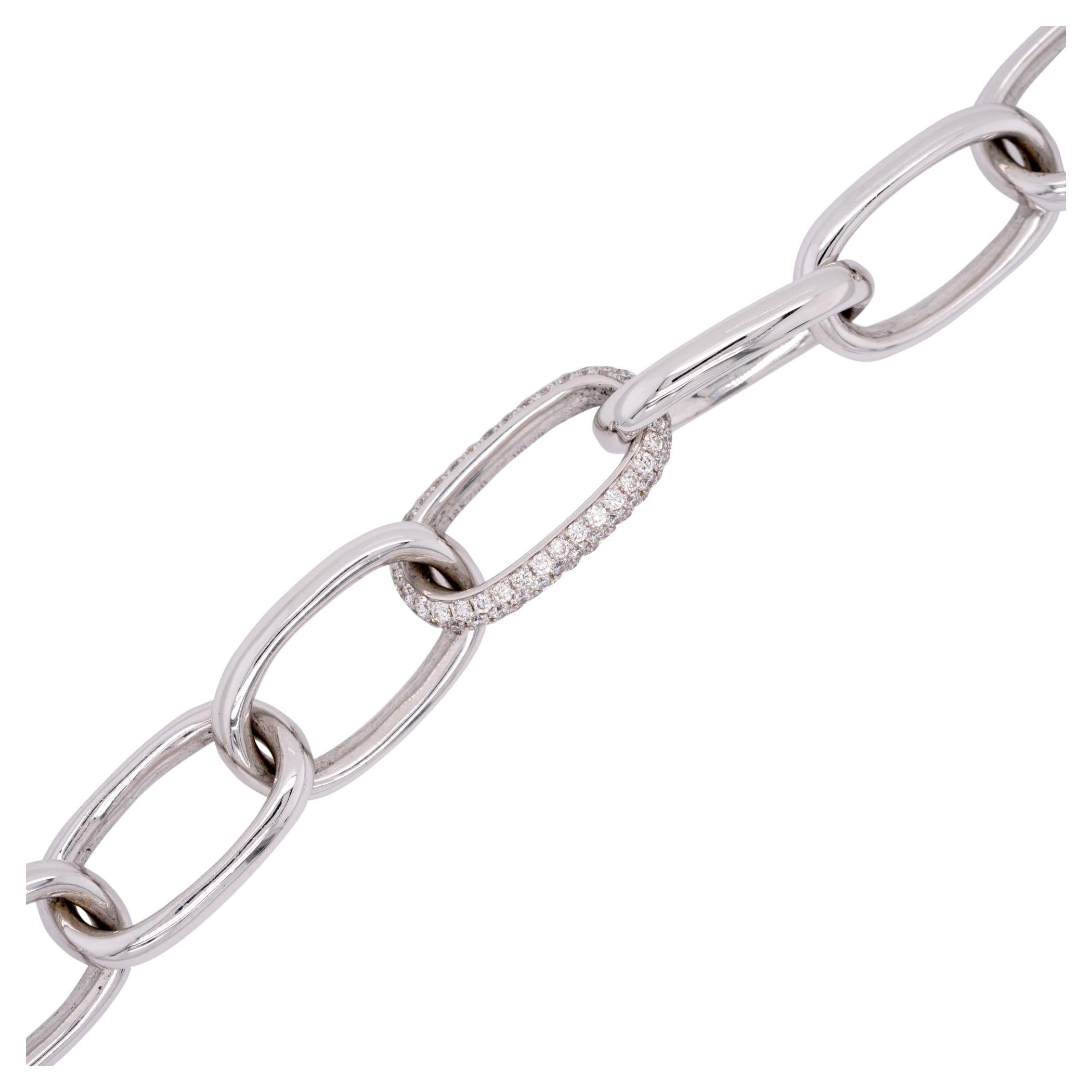 0.72 Carat Round Cut Pave Diamond Link Bracelet For Sale