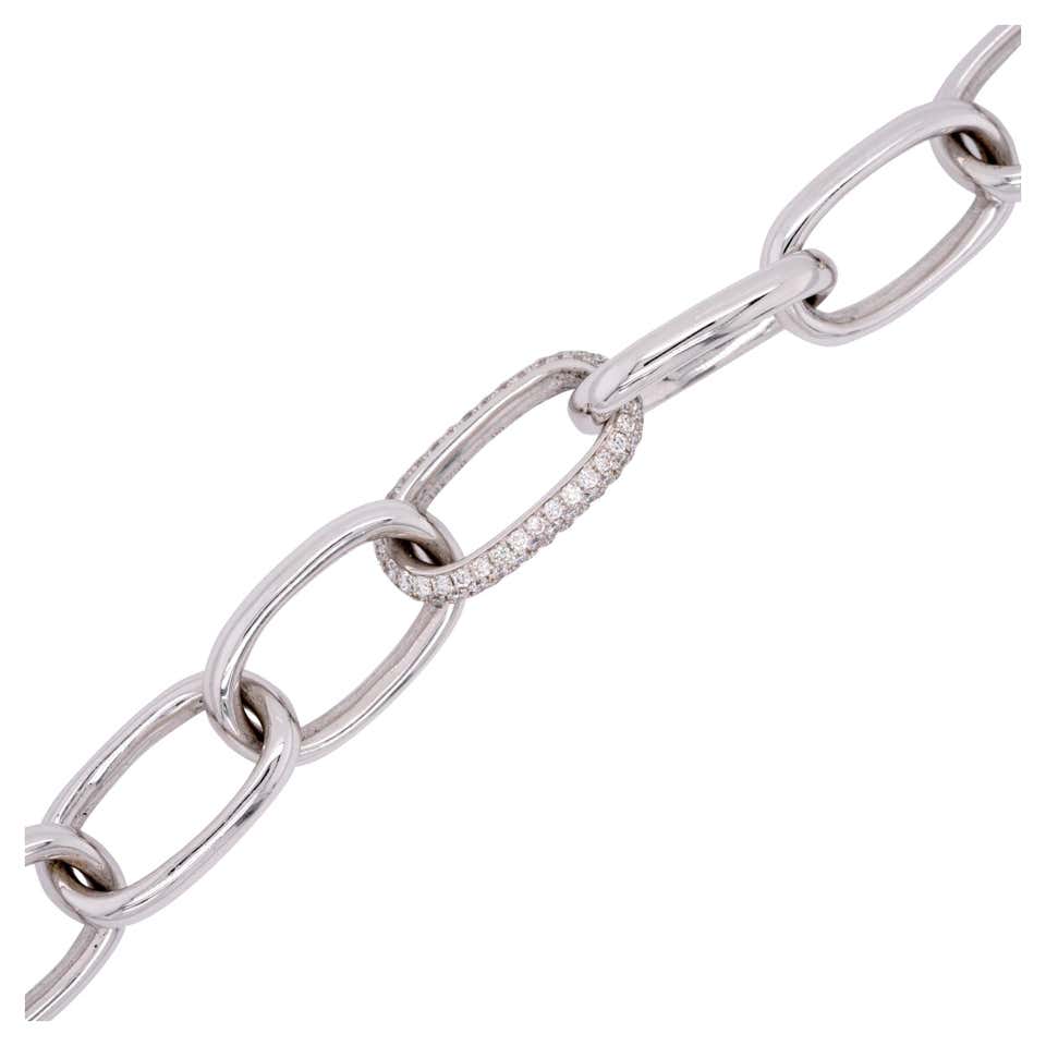 Pave Set Round Cut Diamond Interlocking Link Ring at 1stDibs