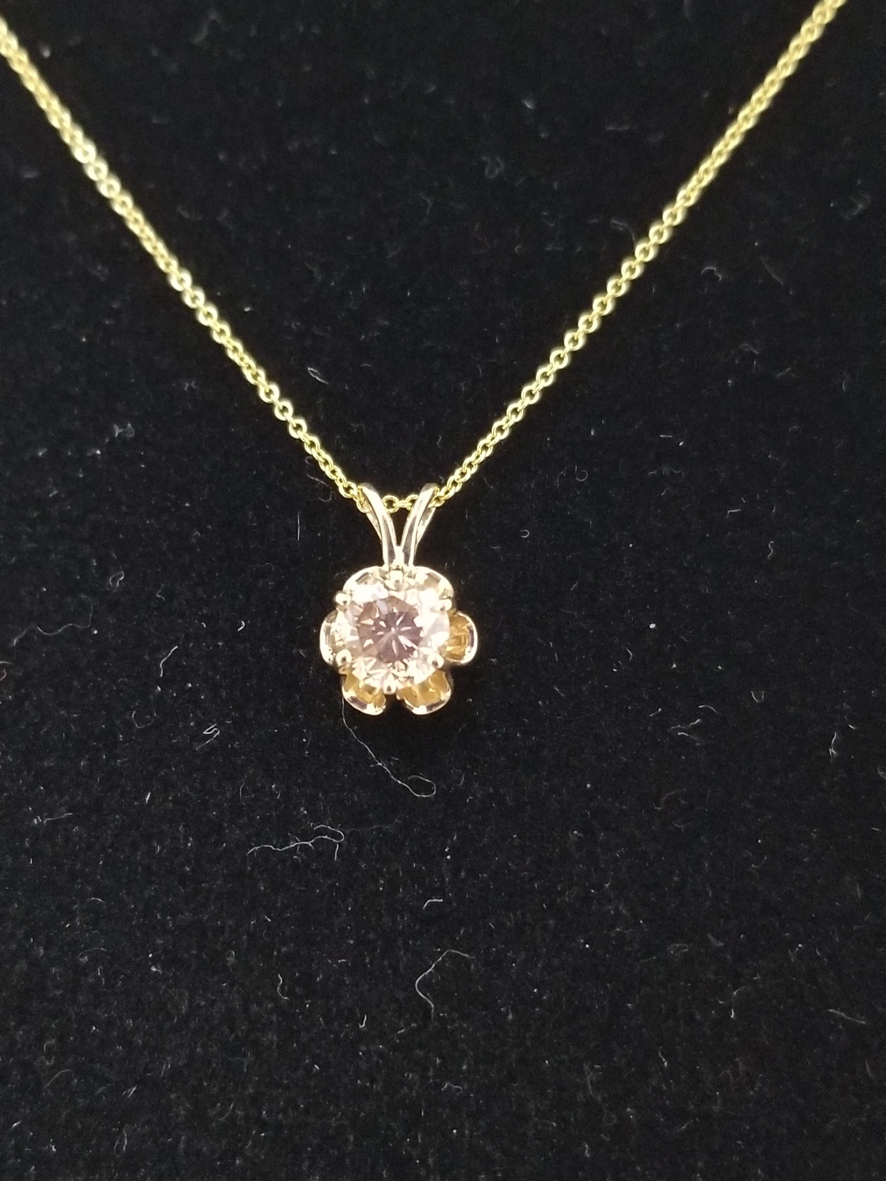 Round Cut GIA 0.72 Carat Round Diamond Solitaire Buttercup Pendant 14 Karat Yellow Gold