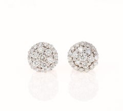 Contemporary 14K White Gold Earrings with 0.72ct Round Diamonds, USA