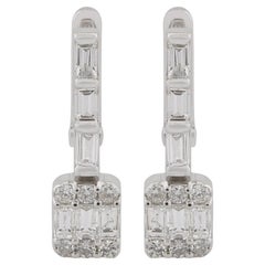 0,72 Carati SI Chiarezza HI Colore Orecchini con diamante Baguette Gioielli in oro bianco 14k