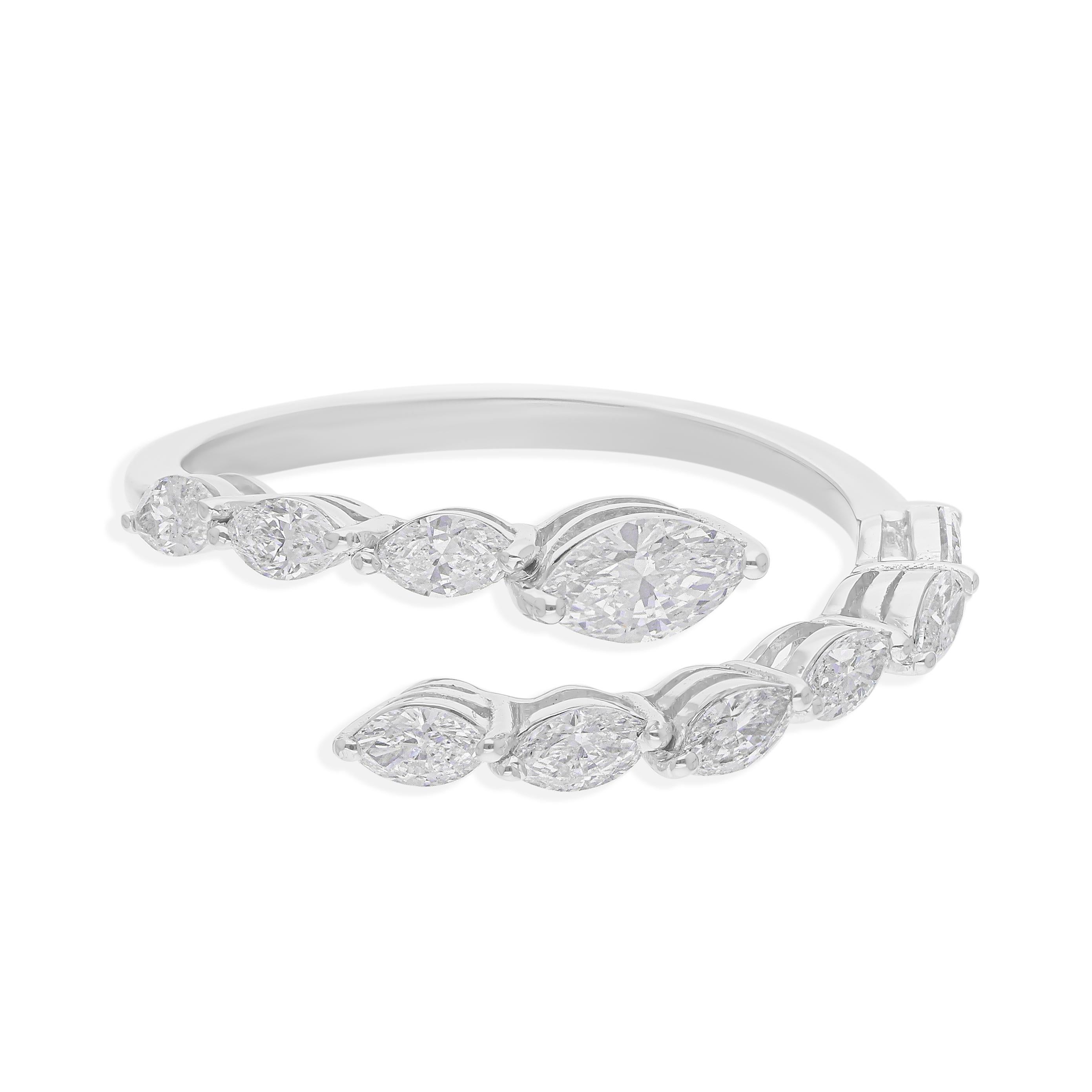 in vendita:  0,72 carati SI Clarity HI Color Marquise Diamond Wrap Ring Oro bianco 14 carati 4