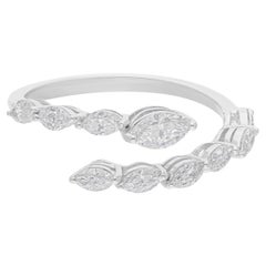 0,72 Karat SI Reinheit HI Farbe Marquise Diamant Wrap Ring 14 Karat Weißgold