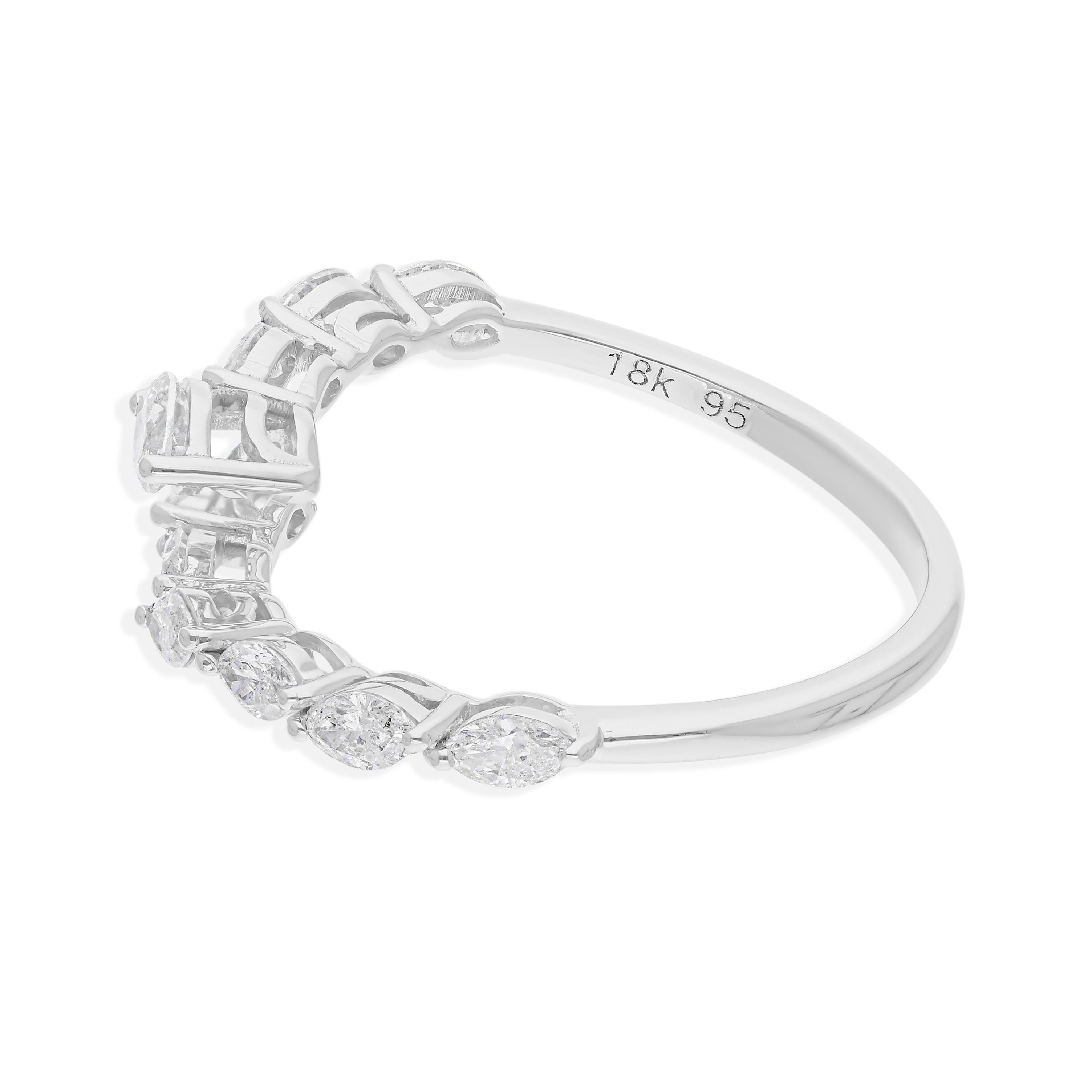 Taglio marquise 0,72 carati SI Clarity HI Color Marquise Diamond Wrap Ring Oro bianco 18 carati in vendita