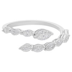 Bague enveloppante en or blanc 18 carats avec diamant marquise de 0,72 carat de pureté SI et de couleur hi-colore