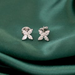 Boucles d'oreilles en diamant de 0,72 carat, pureté SI/H, taille marquise, en or blanc 18 carats