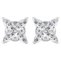 Boucles d'oreilles en diamant de 0,72 carat, pureté SI/H, taille marquise, en or blanc 18 carats