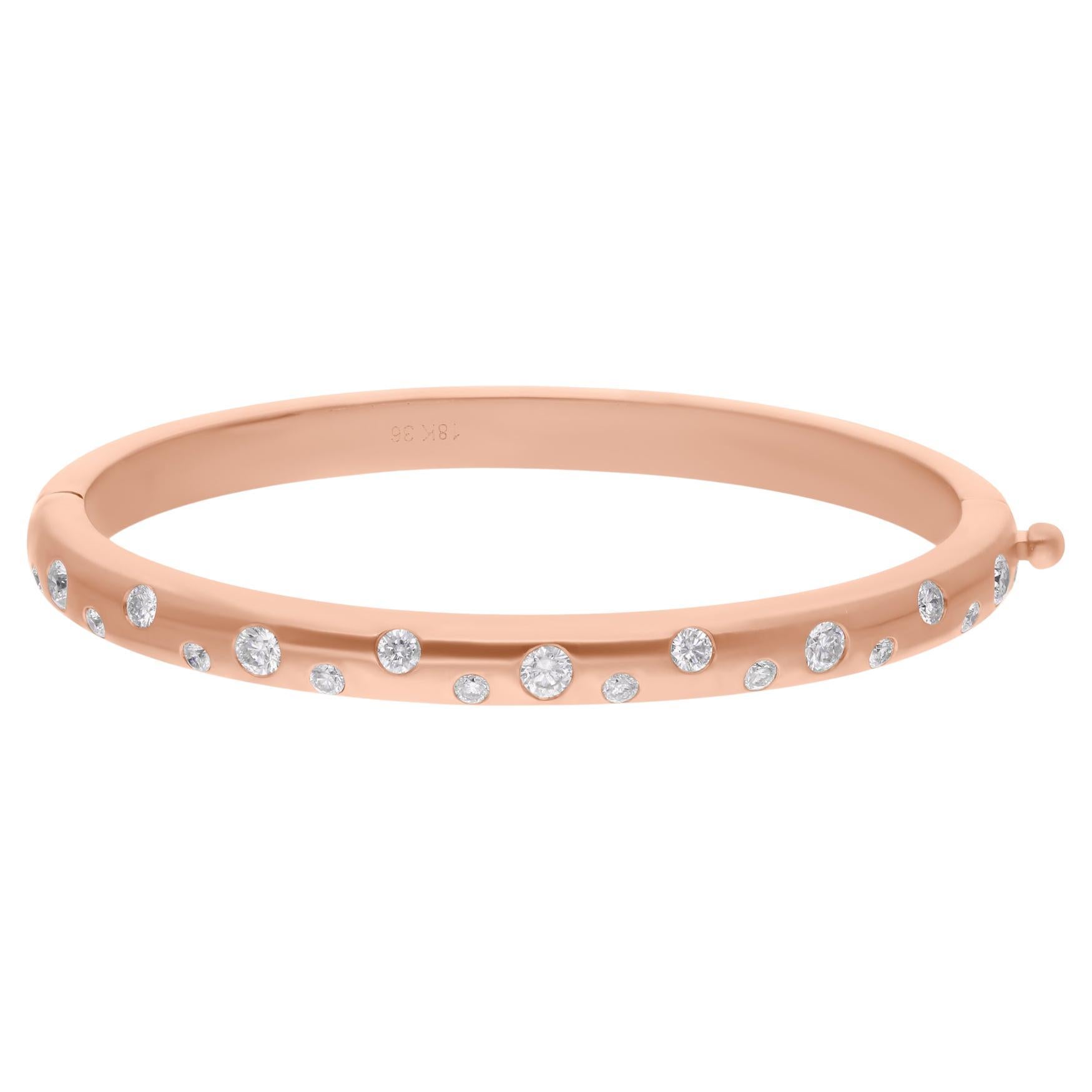 0.72 Carat SI/H Round Brilliant Cut Diamond Bangle Bracelet en or rose 18 carats