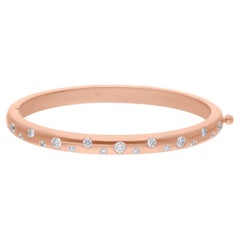 0.72 Carat SI/H Round Brilliant Cut Diamond Bangle Bracelet en or rose 18 carats
