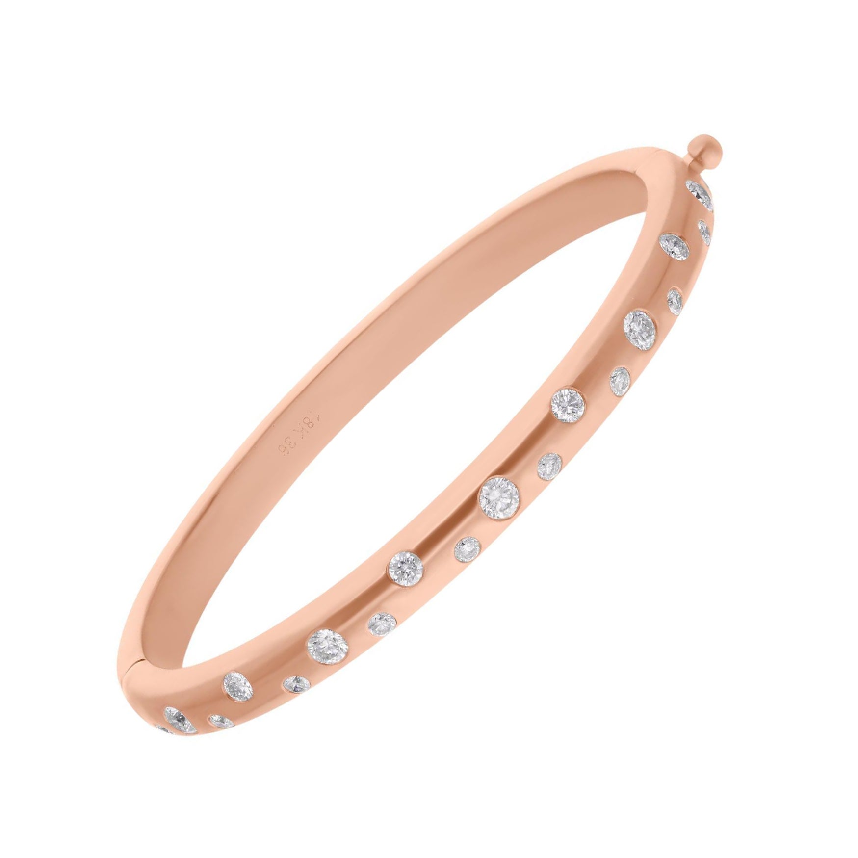 0,72 Carati SI/H Taglio Rotondo Diamante Burnish Set Bracciale in Oro Rosa 18 Carati