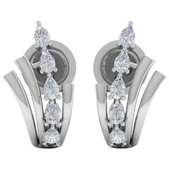 0,72 Karat SI/HI Birnen-Diamant-Halbreif-Ohrringe 10 Karat Weißgold-Schmuck