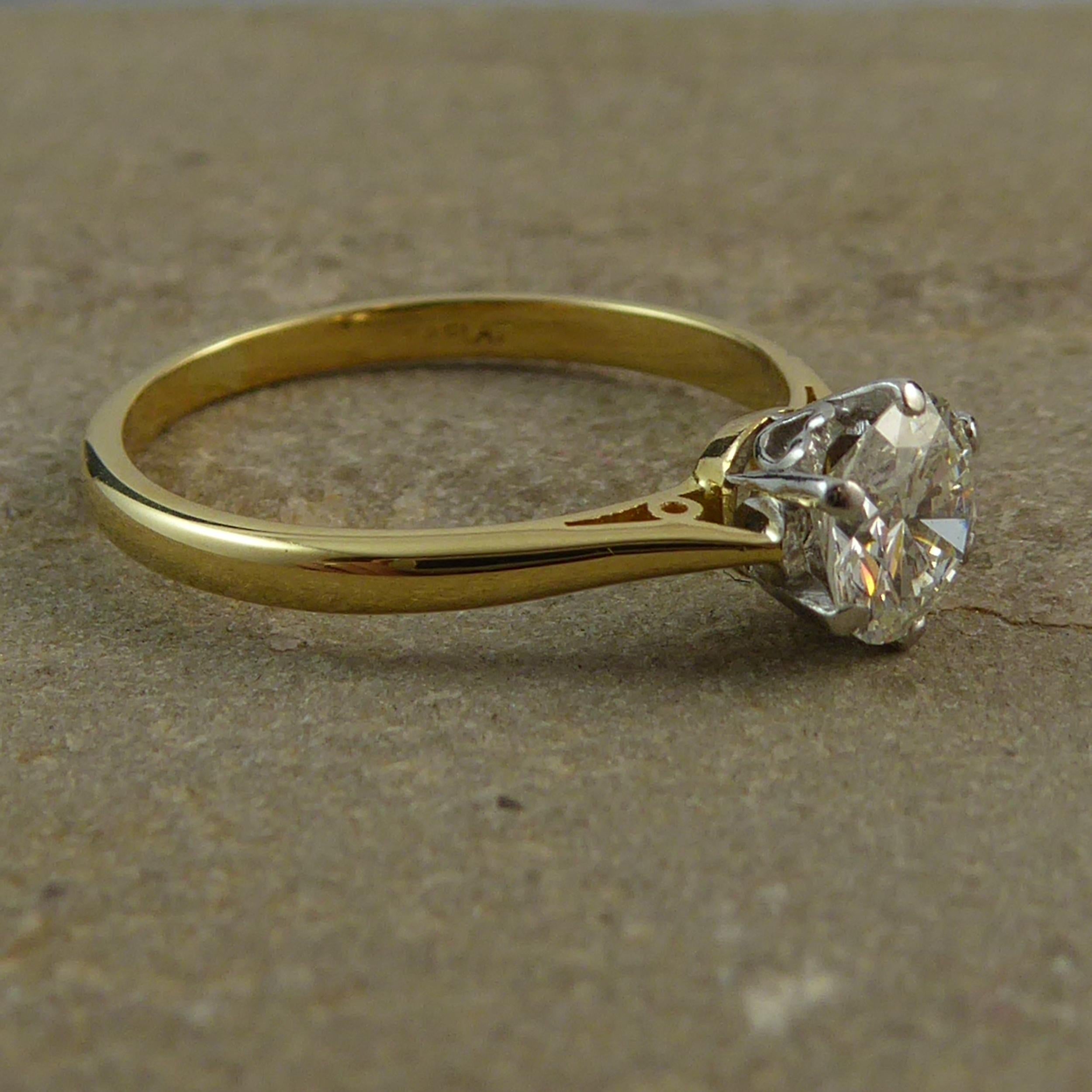 Retro 0.72 Carat Vintage Solitaire Diamond Engagement Ring, Brilliant Cut Diamond
