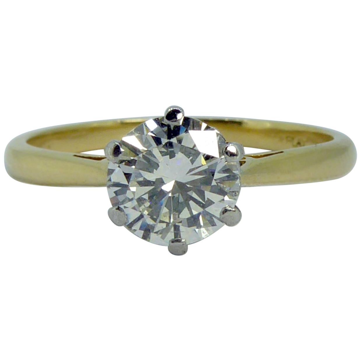 0.72 Carat Vintage Solitaire Diamond Engagement Ring, Brilliant Cut Diamond