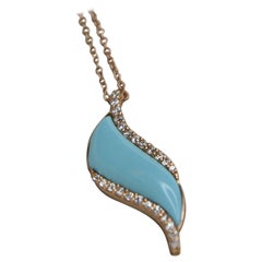 0.72 Carat VS G Diamonds on 18 Carat Rose Gold Turqouoise Paste Pendant 0.72 Carat VS G Diamonds on 18 Carat Rose Gold Turqouoise Paste Pendant