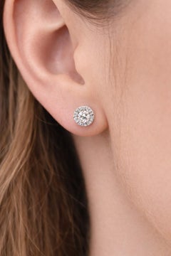 0.72 carats Natural Diamond Halo studs in 14k white gold