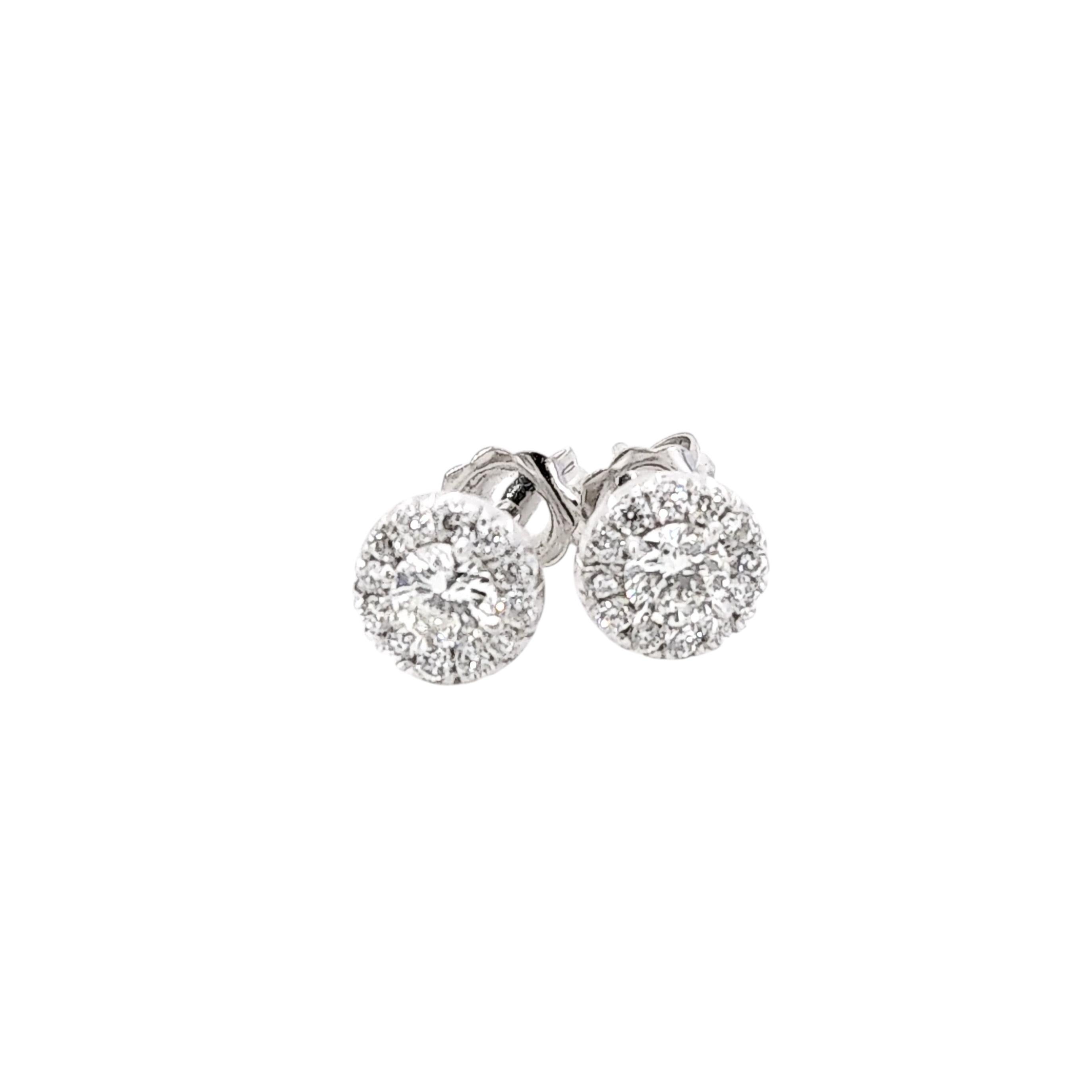 0.72 carats Natural Diamond Halo studs in 14k white gold For Sale