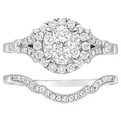 Used Roman Malakov 0.72 Carat Round Diamond Illusion Engagement & Wedding Ring Set