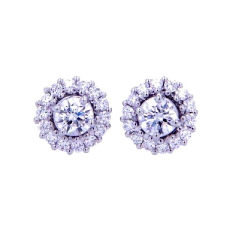 0.72 Ct Diamonds 18kt White Gold Fine Stud Earrings For Sale