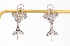 0.72 CTW Round Brilliant Diamond Dangle Drop Earrings in 18k White Gold