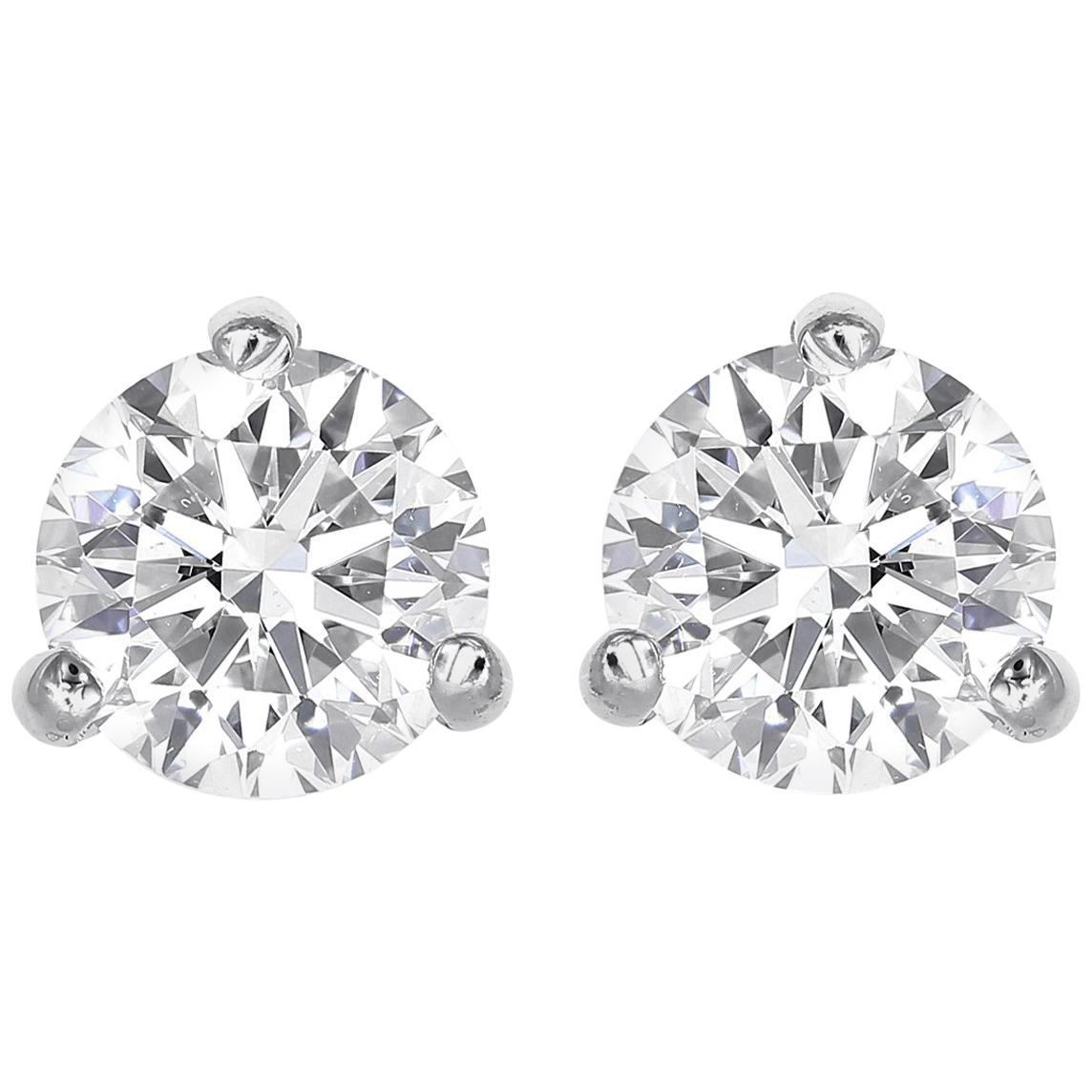 0.72 Total Carat Weight Round Brilliant Cut Diamond Stud Earrings For Sale