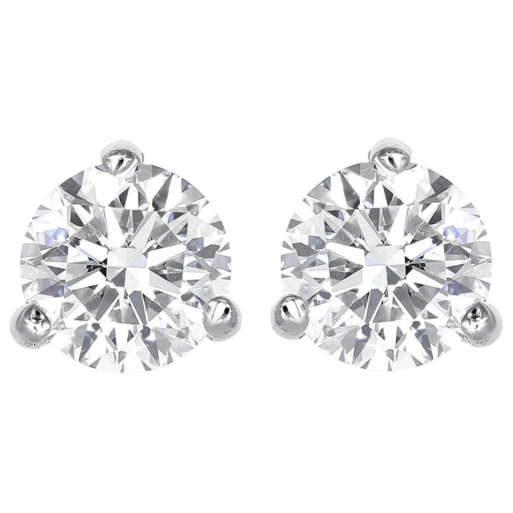 0.72 Total Carat Weight Round Brilliant Cut Diamond Stud Earrings For Sale