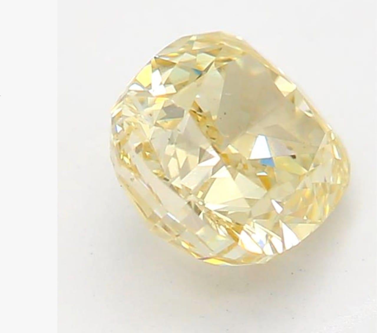  0.72Carat Fancy Light Brownish Yellow Cushion Diamond SI1 Clarity GIA Certified In New Condition For Sale In Kowloon, HK