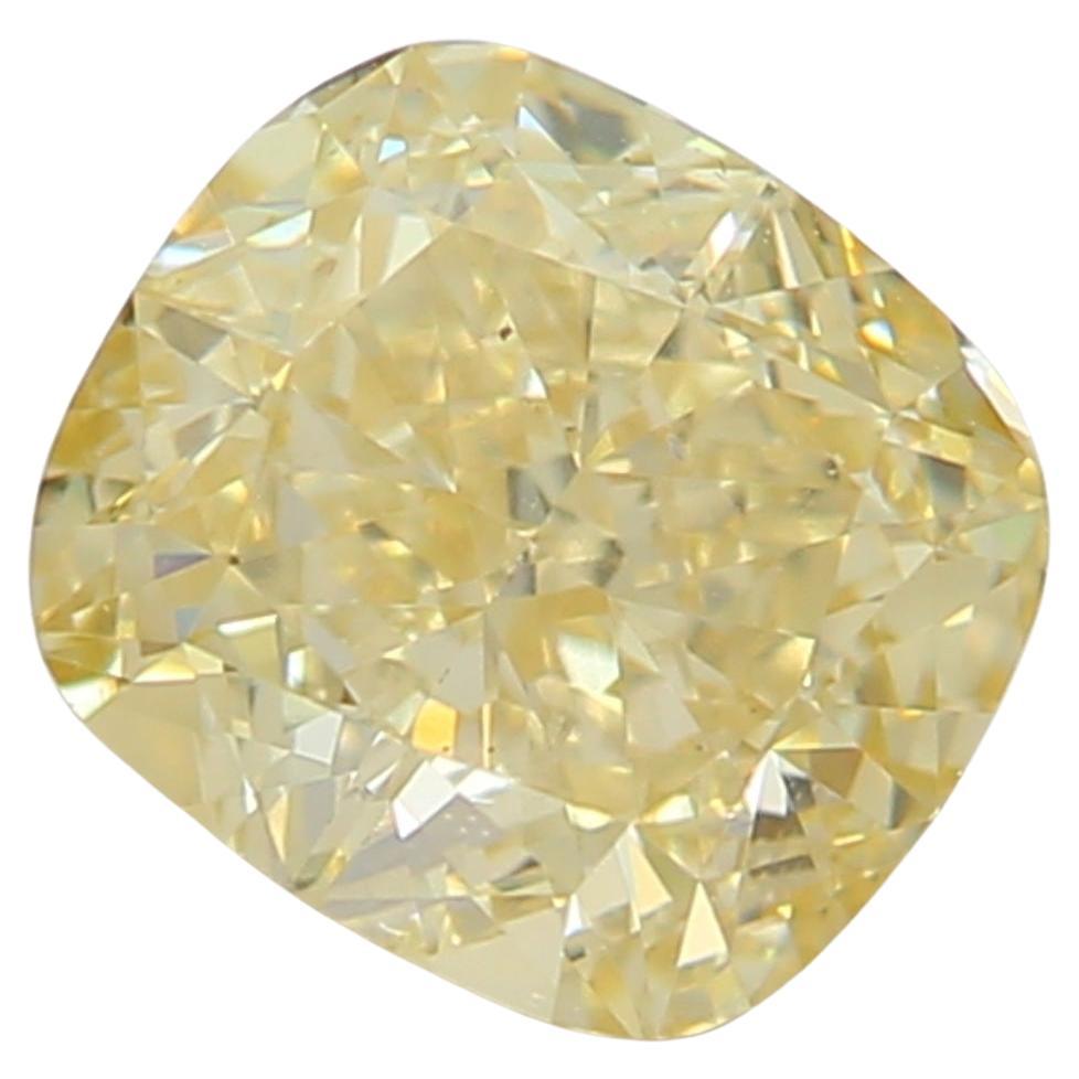  0.72Carat Fancy Light Brownish Yellow Cushion Diamond SI1 Clarity GIA Certified For Sale