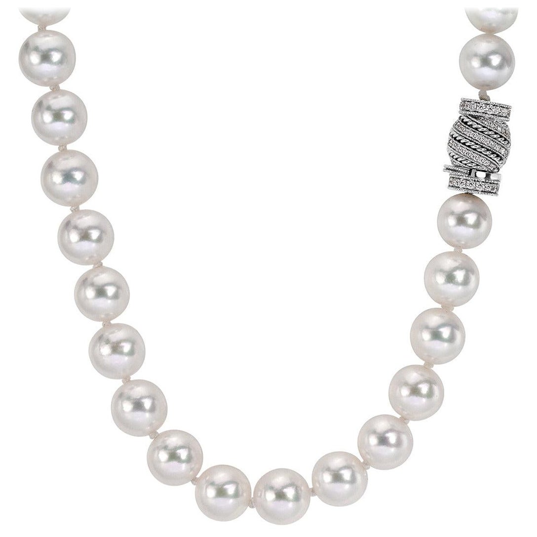 0.72ct Diamond and Pearl Necklace