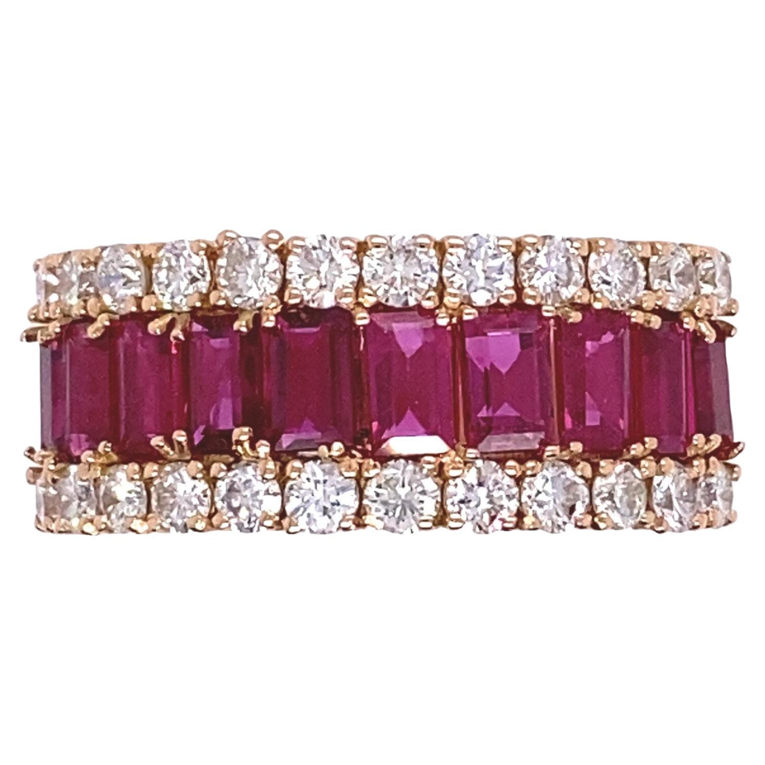 0.72ct Diamonds and Fine Quality Ruby Ring in 18ct Rose Gold For Sale