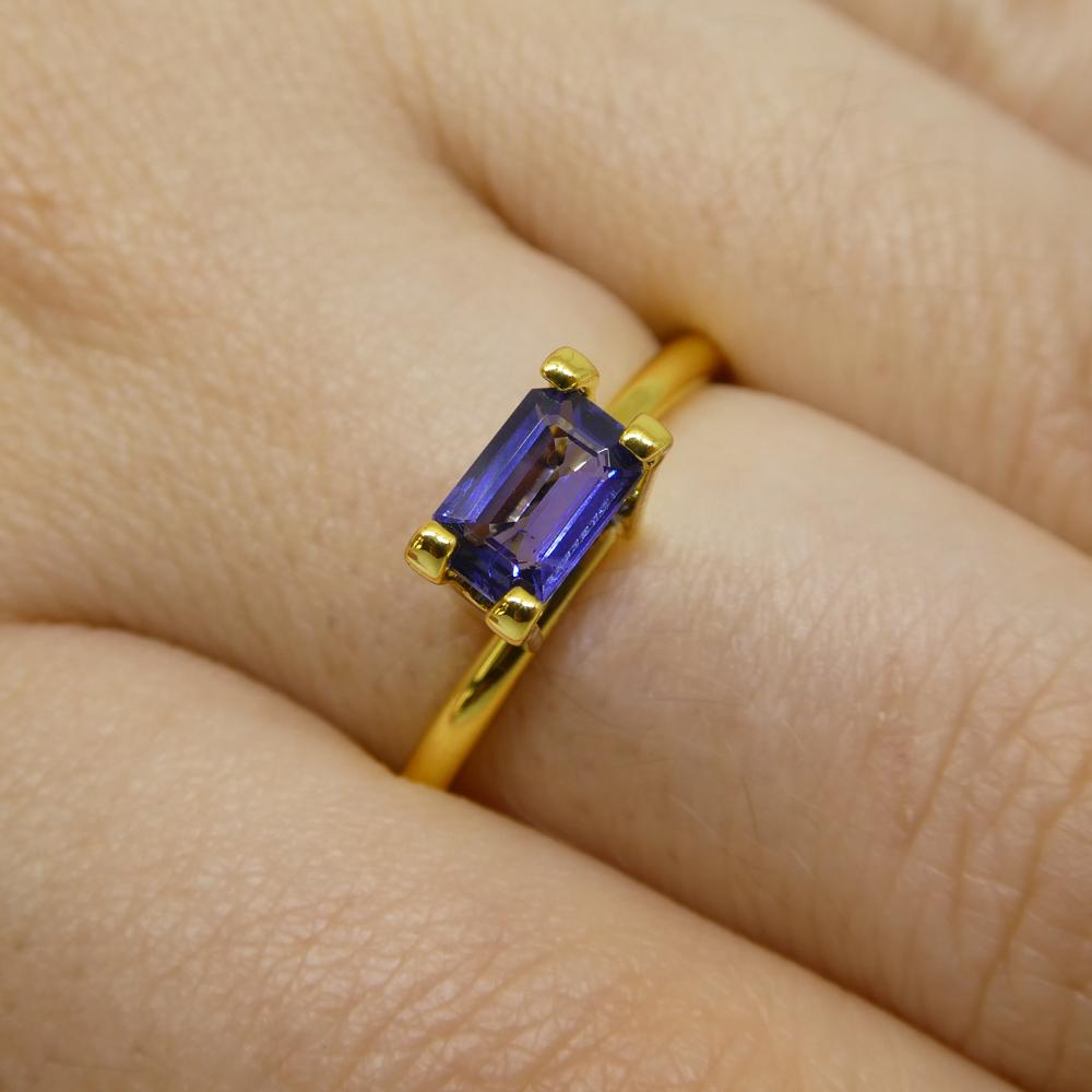 Description:

Gem Type: Sapphire
Number of Stones: 1
Weight: 0.72 cts
Measurements: 6.24 x 4.08 x 2.38 mm
Shape: Emerald Cut
Cutting Style Crown: Step Cut
Cutting Style Pavilion: Step Cut
Transparency: Transparent
Clarity: Slightly Included: Some