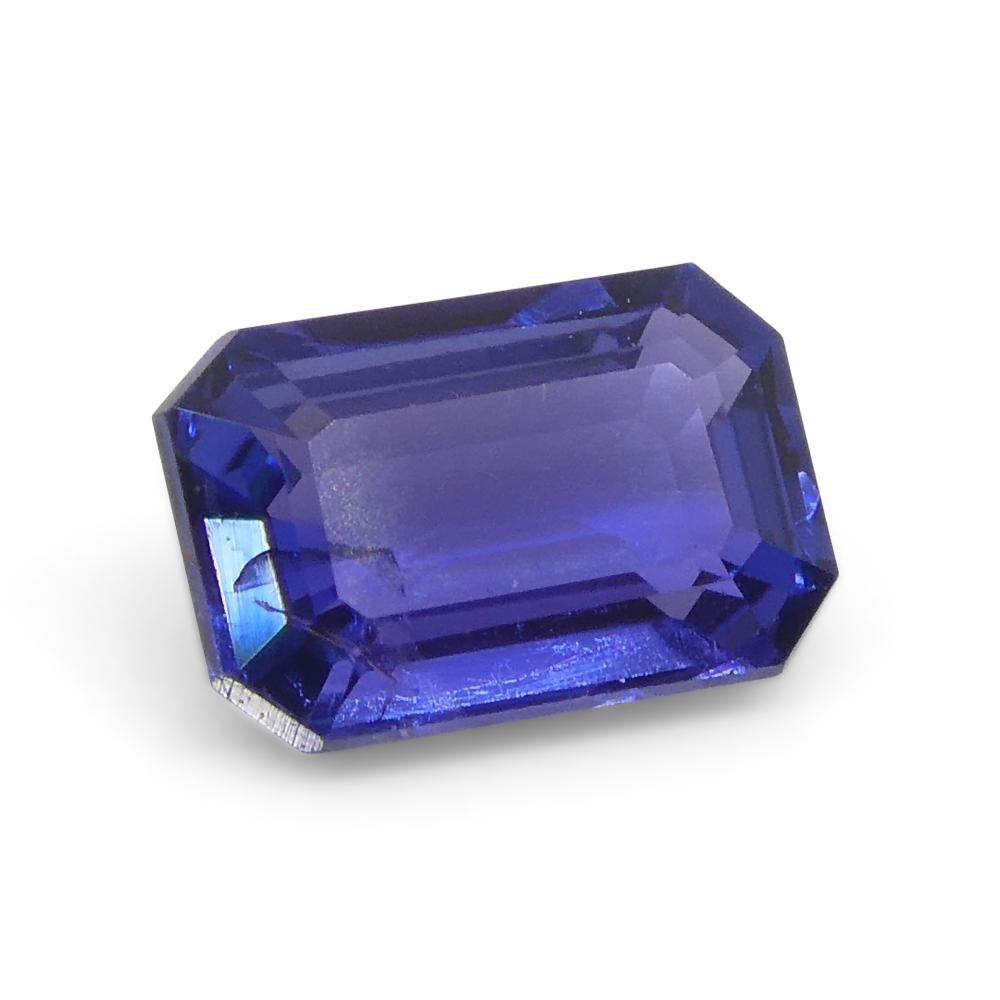 Saphir bleu taille émeraude de 0.72 carat provenant d'Afrique de l'Est, non chauffé en vente 1