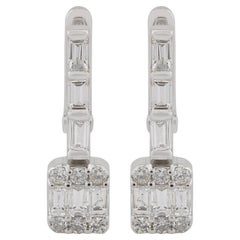 0,72 Karat Natürlicher SI/HI Farbe Gemischter Schliff Diamant Zierlicher Reif Ohrringe 18K Weißgold