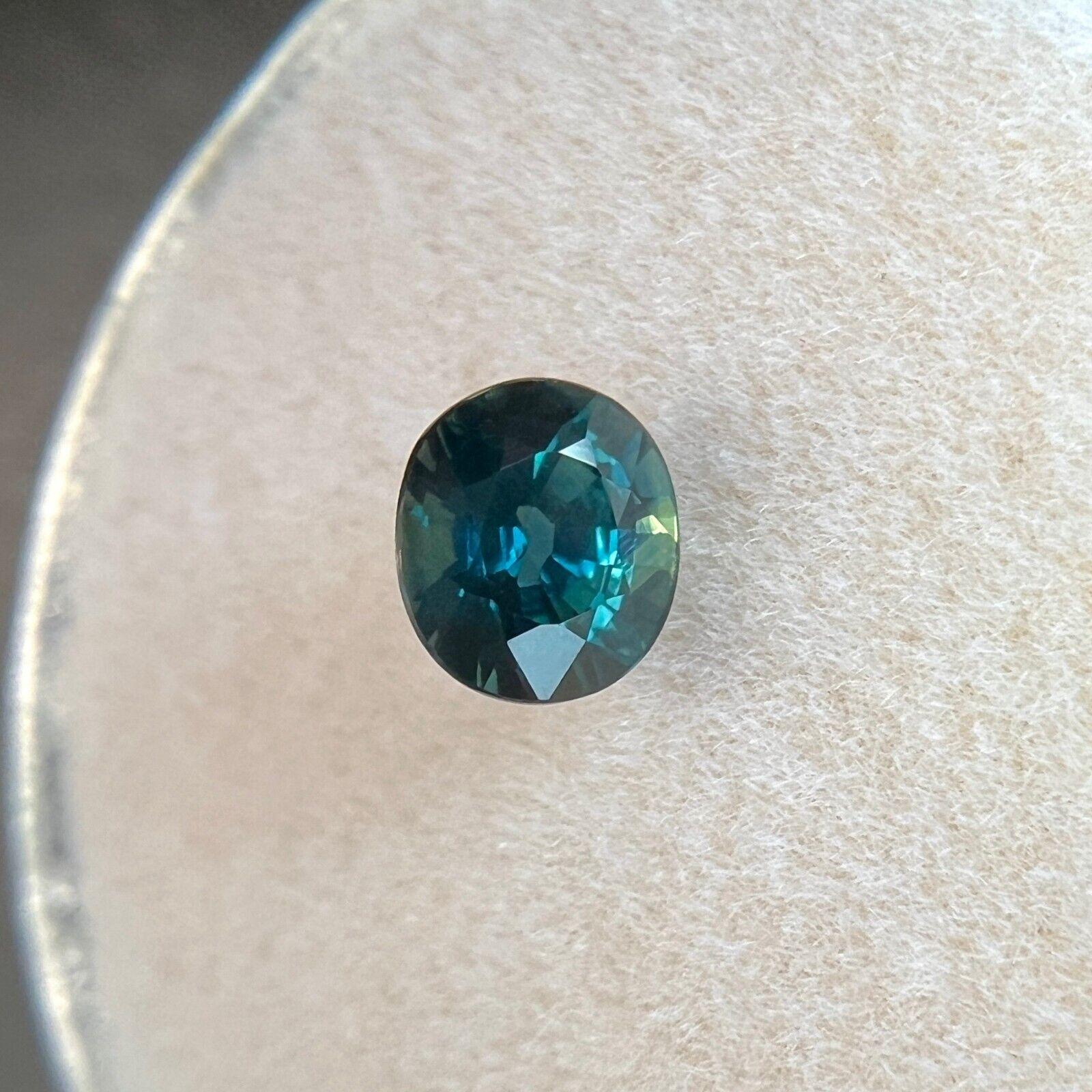 0.72ct Natural Vivid Blue Green Australian Sapphire Oval Cut Gem VVS For Sale 1