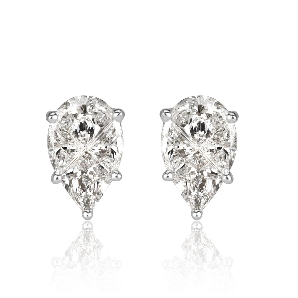 0.72ct Pear Shaped Mosaic Diamond Stud Earrings For Sale