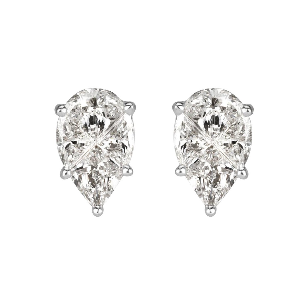 0.72ct Pear Shaped Mosaic Diamond Stud Earrings im Angebot