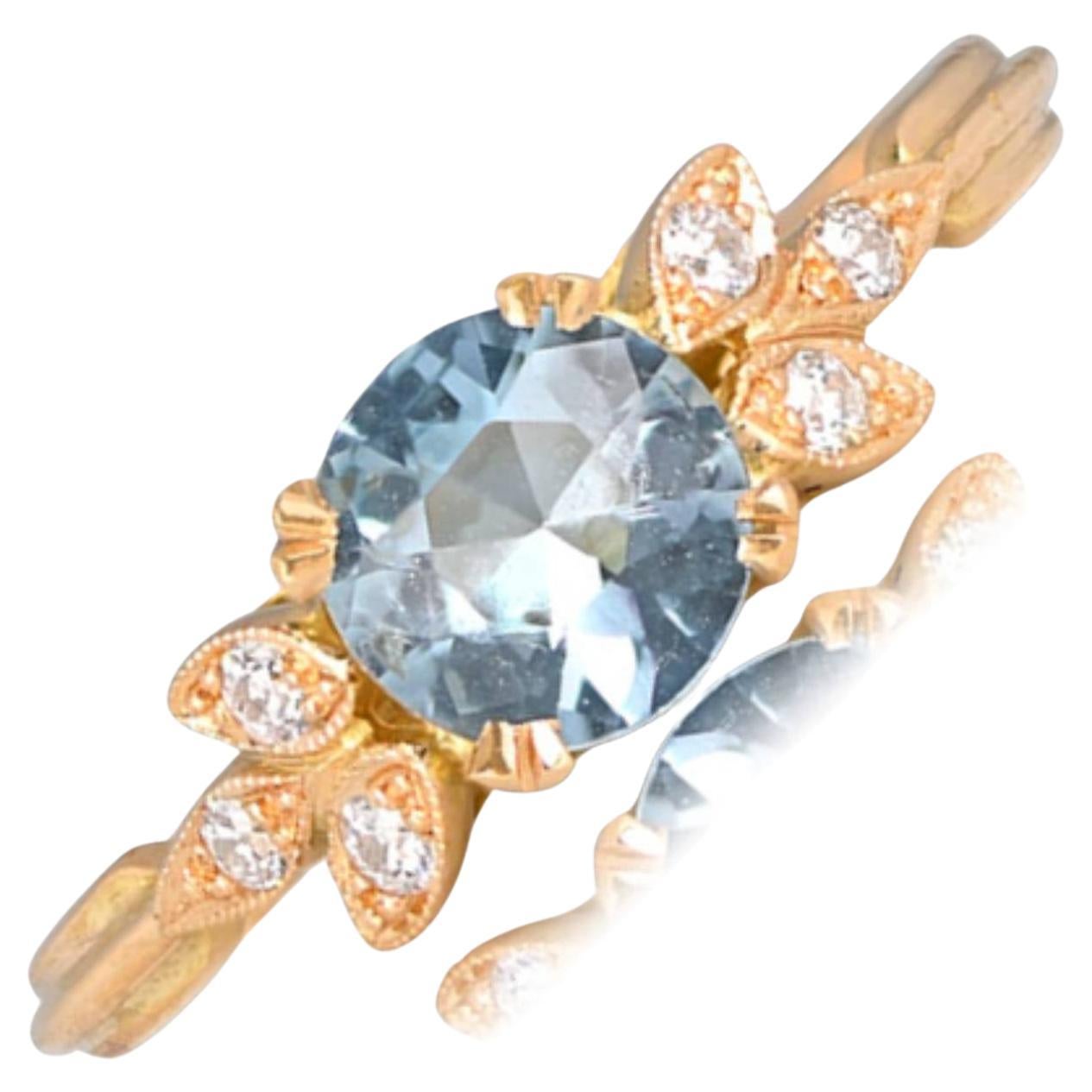 Round Aquamarine Diamond Ring