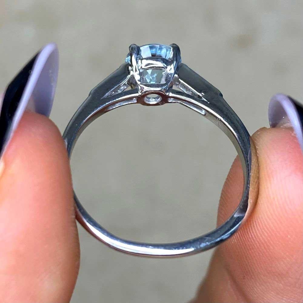 0.72ct Round Cut Aquamarine Engagement Ring, Platinum 6