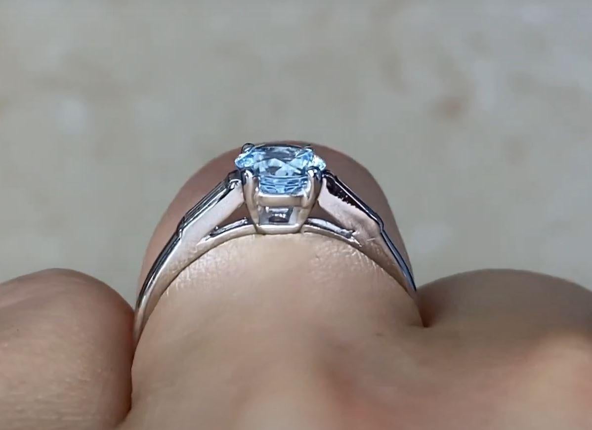0.72ct Round Cut Aquamarine Engagement Ring, Platinum 3