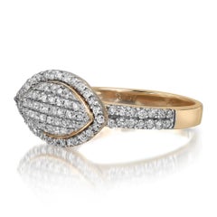 0.72cttw Pave Set Round Diamond Ladies Cocktail Ring 14k Yellow Gold