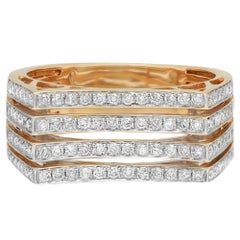 0.72cttw Round Cut Diamond Multi Row Fancy Band Ring 14k Yellow Gold